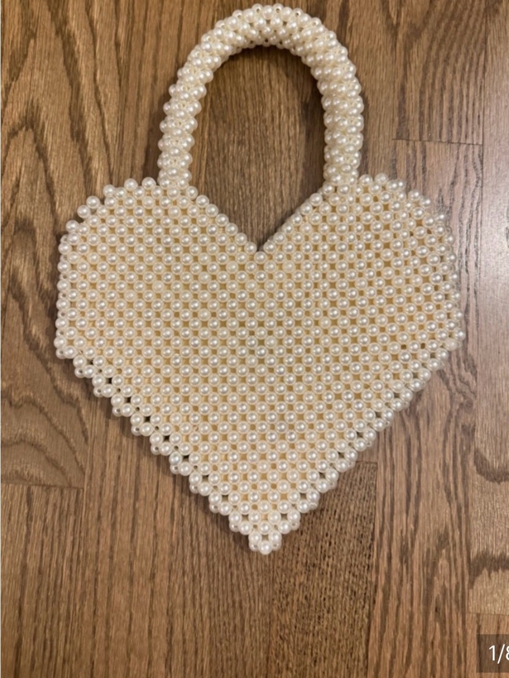 a new day Pearl Beaded Heart Clutch - Cream